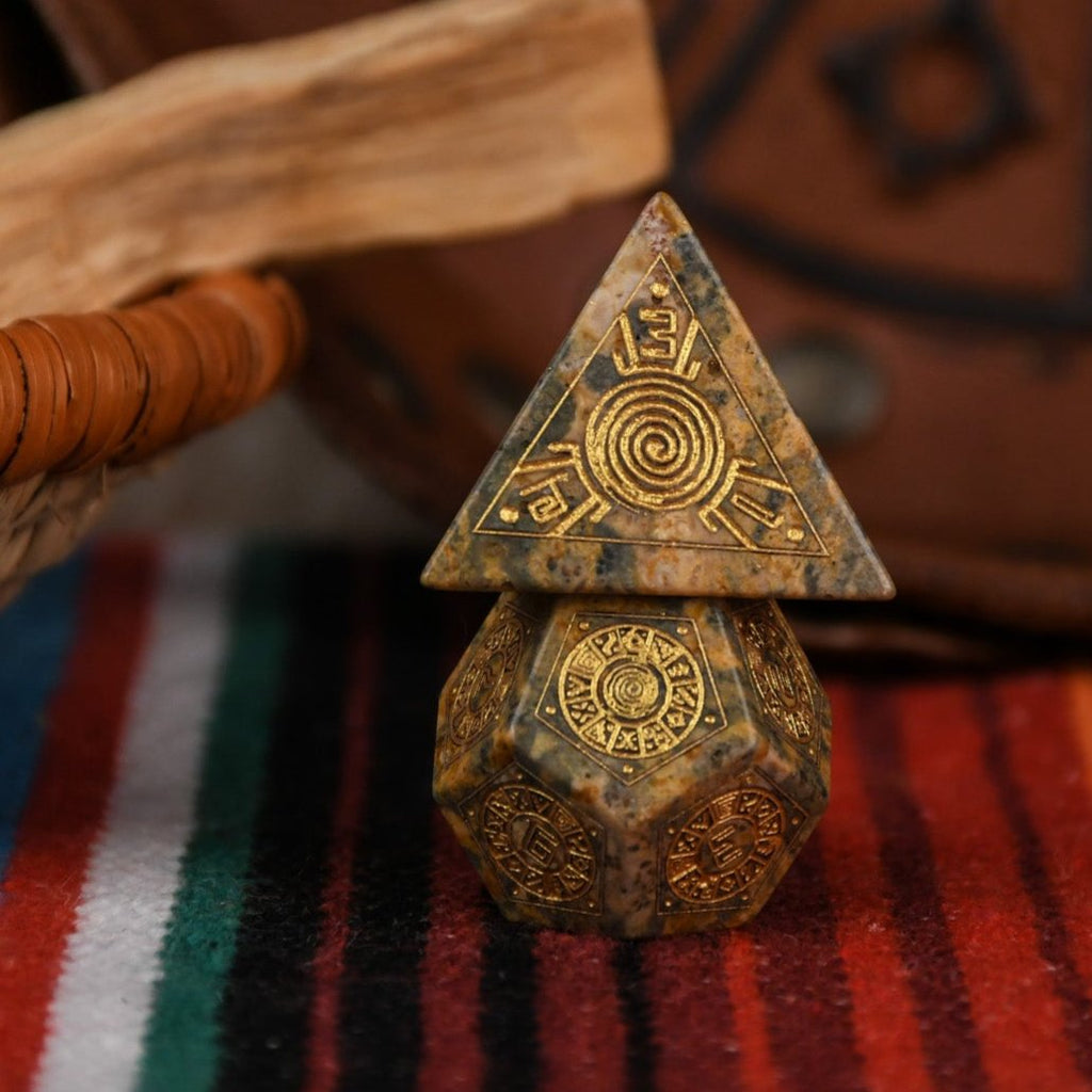 Peruvian Leopard Jasper Stone Dice Set