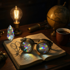 Steampunk Goggles with magnifying loupes UV glow neon blue prism diffraction lenses