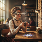Steampunk Goggles with magnifying loupes UV glow neon blue prism diffraction lenses