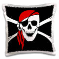 3dRose PS Creations - Pirate Skull and Cross Bones - Art - Black Flag - Pillow Cases (pc_52730) - 16x16 inch Pillow Case
