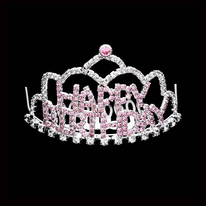 Crystal Rhinestone Happy Birthday Mini Party Tiara