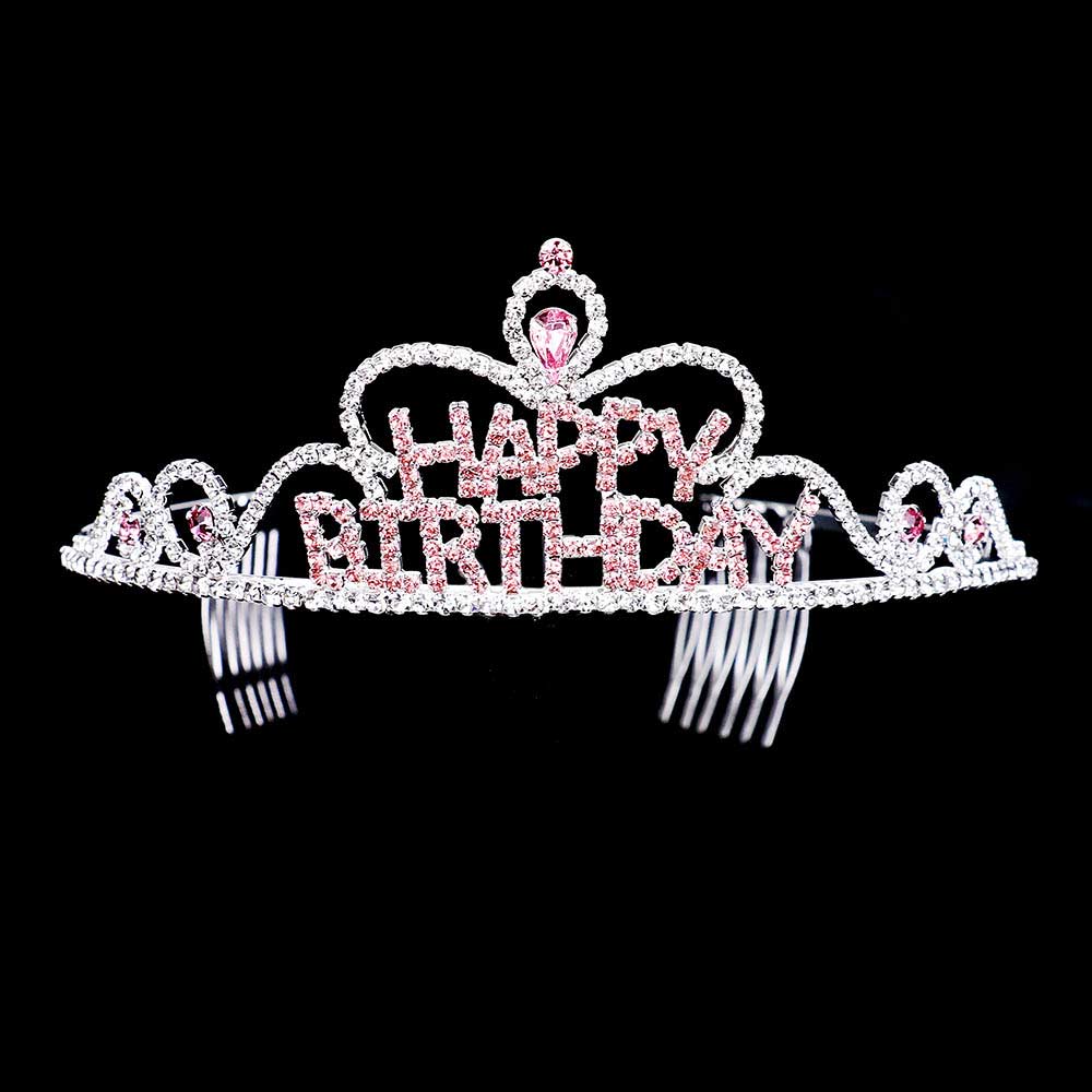Teardrop Crystal Rhinestone Happy Birthday Tiara