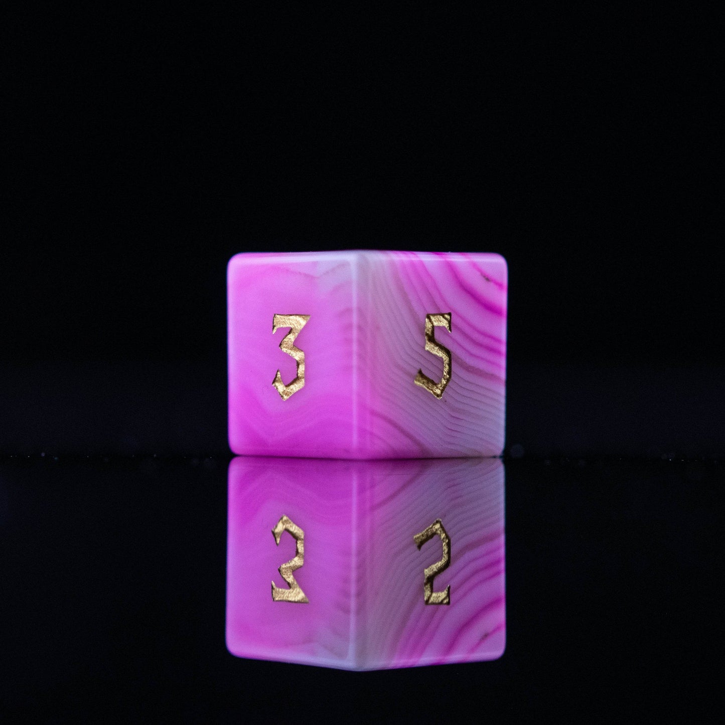 Pink Agate Stone Dice Set - 