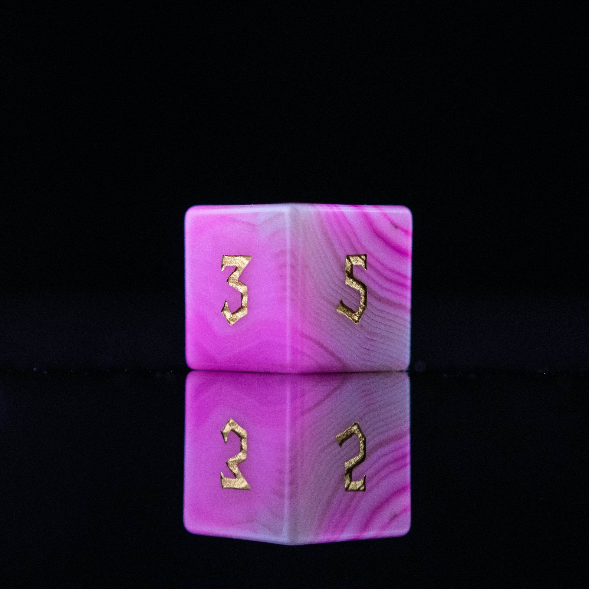 Pink Agate Stone Dice Set - 