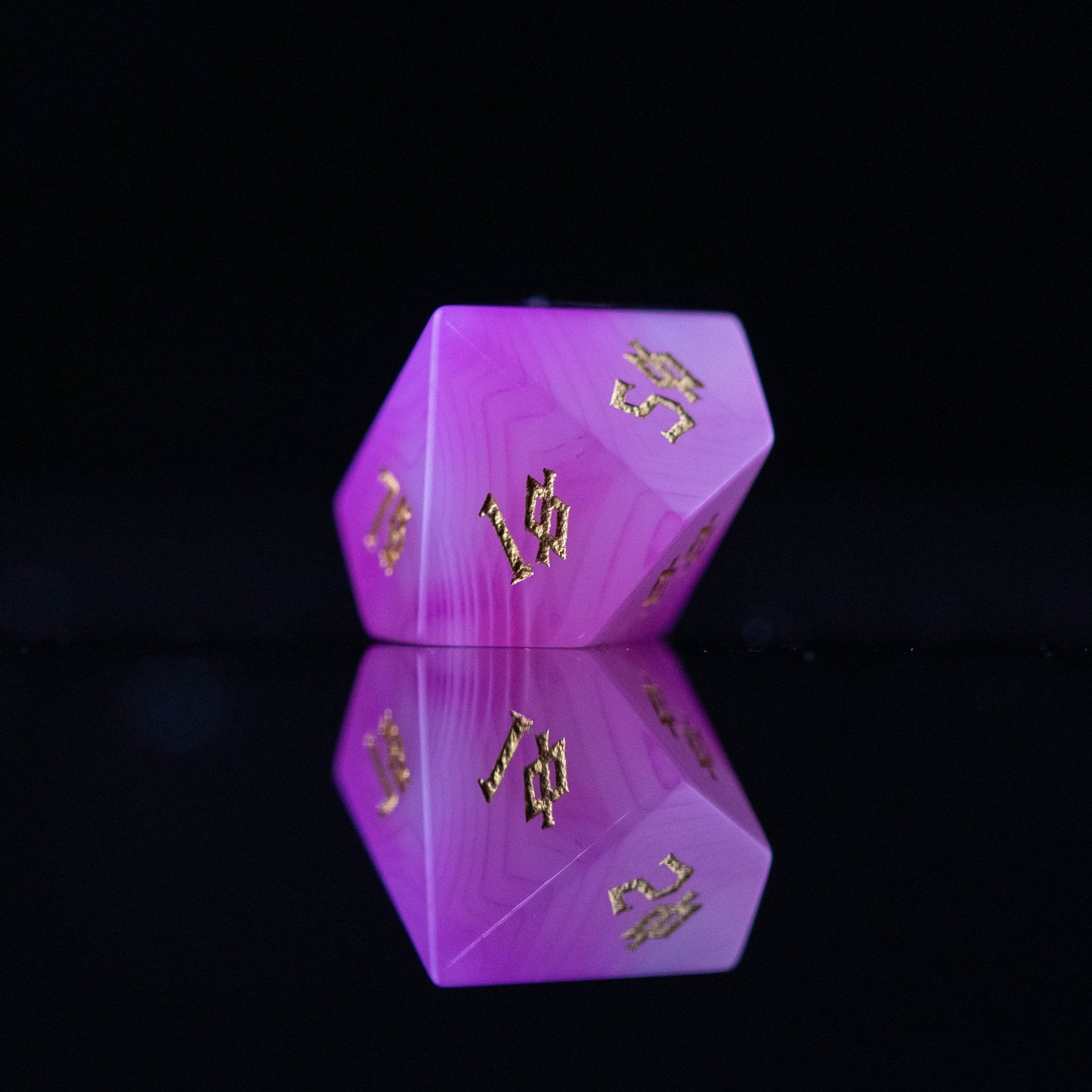 Pink Agate Stone Dice Set - 
