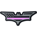 BL15-022 Super Hero inspired Bat Thin Pink Line PVC Patch hook and loop back Police Breast Cancer Awareness - 