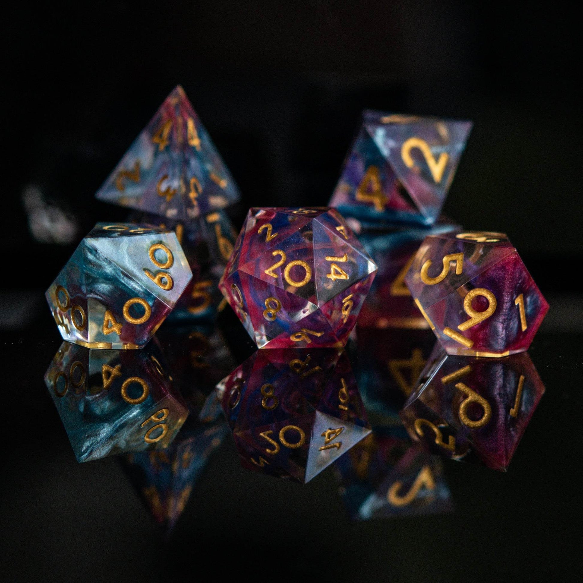 Plasma Gold Sharp-Edged Resin Dice Set - 