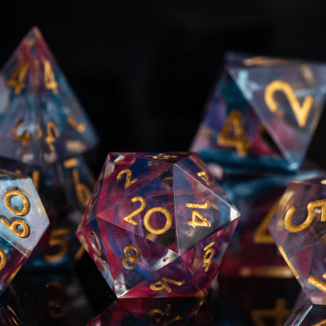 Plasma Gold Sharp-Edged Resin Dice Set - 