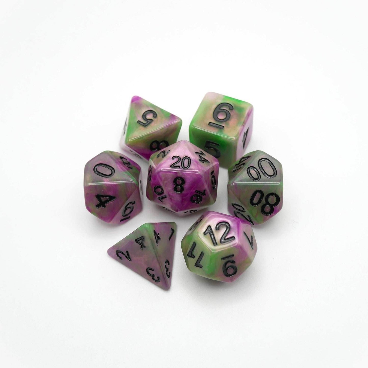 Poison Petals - 7 Piece DnD Dice Set | Acrylic RPG Gaming Dice - 
