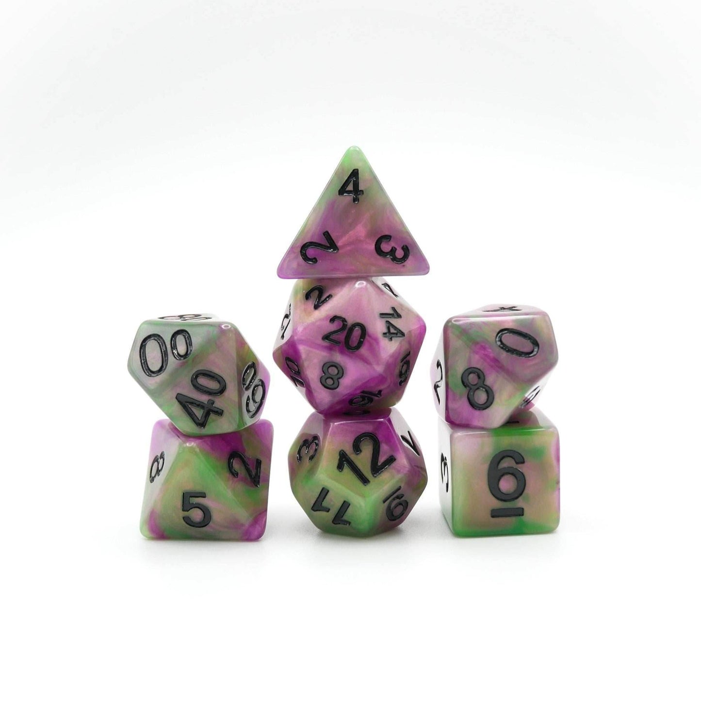 Poison Petals - 7 Piece DnD Dice Set | Acrylic RPG Gaming Dice - 