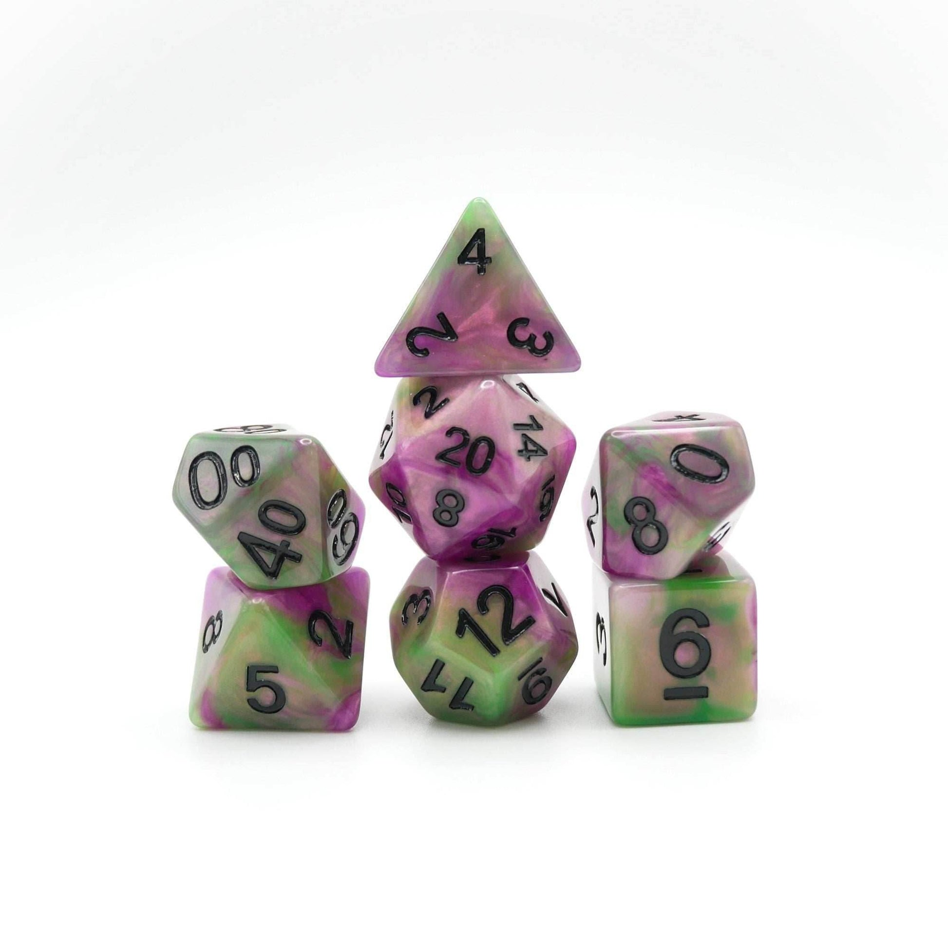 Poison Petals - 7 Piece DnD Dice Set | Acrylic RPG Gaming Dice - 