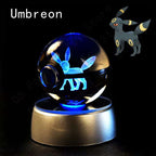 Pokemon 3D Crystal Pokeball with LED Light Base, Kids Anime Toy Gifts 2 in