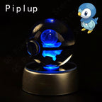 Pokemon 3D Crystal Pokeball with LED Light Base, Kids Anime Toy Gifts 2 in