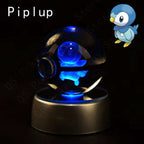 Pokemon 3D Crystal Pokeball with LED Light Base, Kids Anime Toy Gifts 2 in