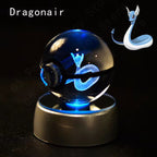 Pokemon 3D Crystal Pokeball with LED Light Base, Kids Anime Toy Gifts 2 in