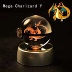 Pokemon 3D Crystal Pokeball with LED Light Base, Kids Anime Toy Gifts 2 in