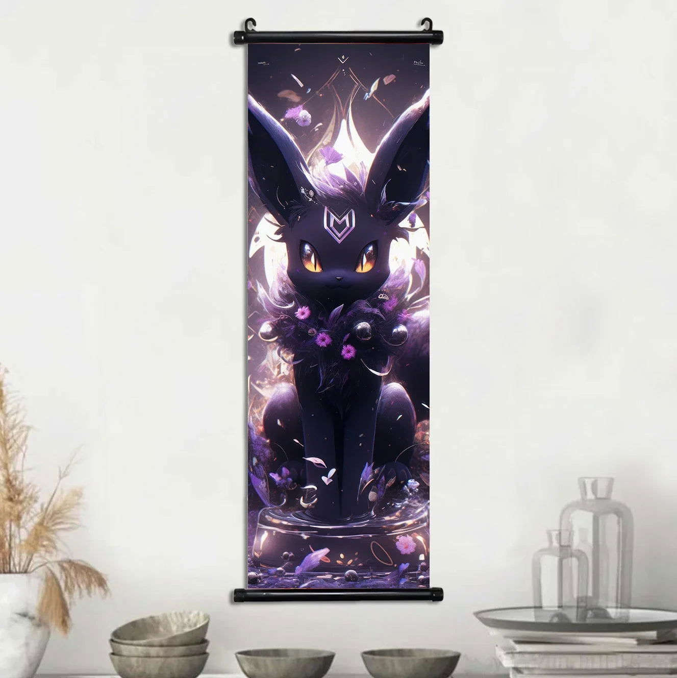 Pokemon Scroll Wall Art, Anime Posters Pikachu Eevee Modern Room Decoration Charizard Canvas Hanging Scrolls Wall Prints