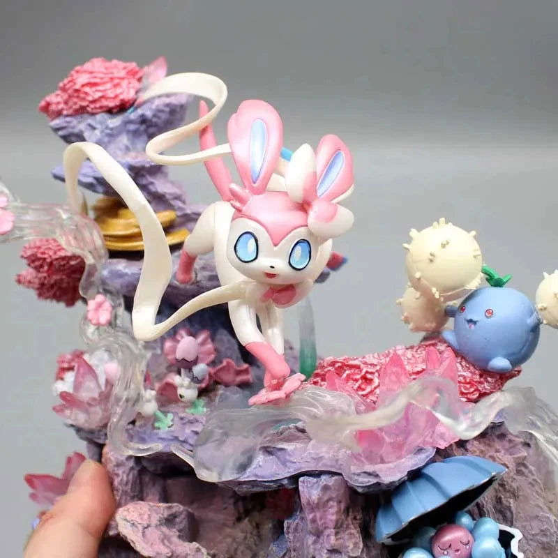 Pokemon Sylveon Anime Figures, Eevee Island Action Figurines PVC Statue Desk Decor 20 cm