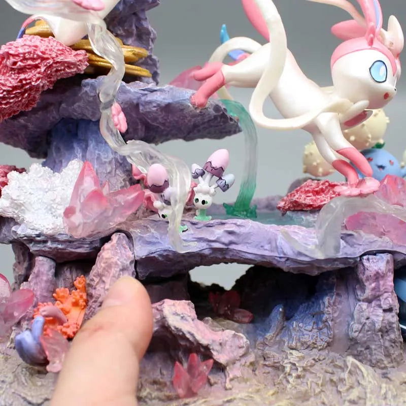 Pokemon Sylveon Anime Figures, Eevee Island Action Figurines PVC Statue Desk Decor 20 cm