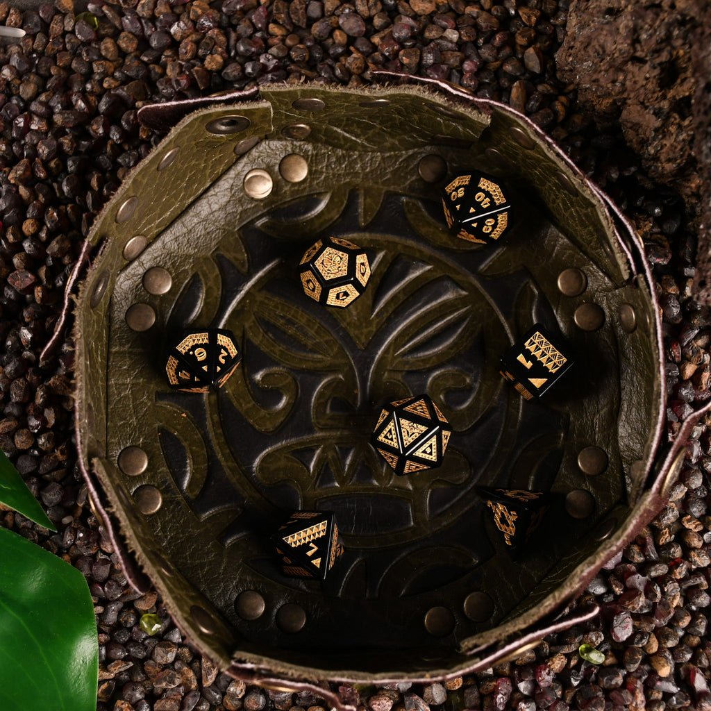 Polynesian Black Obsidian Stone Dice Set