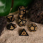 Polynesian Black Obsidian Stone Dice Set