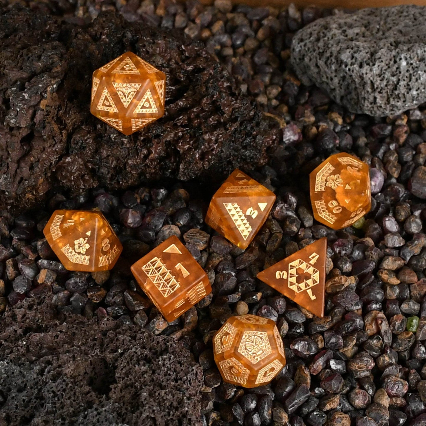 Polynesian Lava Glass Dice Set - Dice Around the World Collection - 