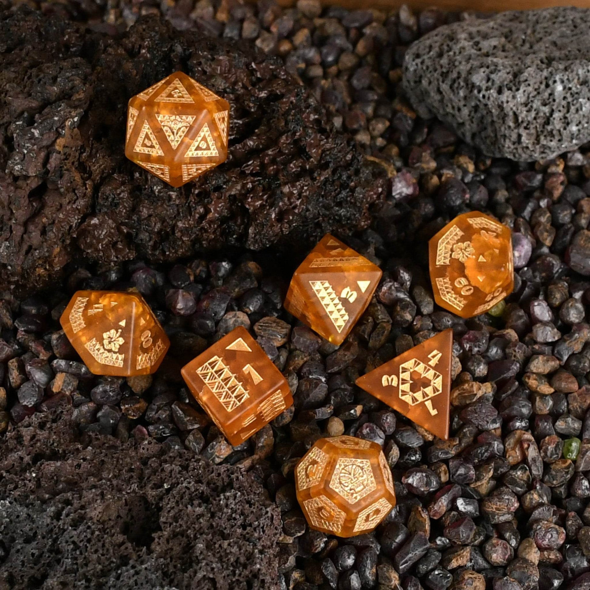 Polynesian Lava Glass Dice Set - Dice Around the World Collection - 