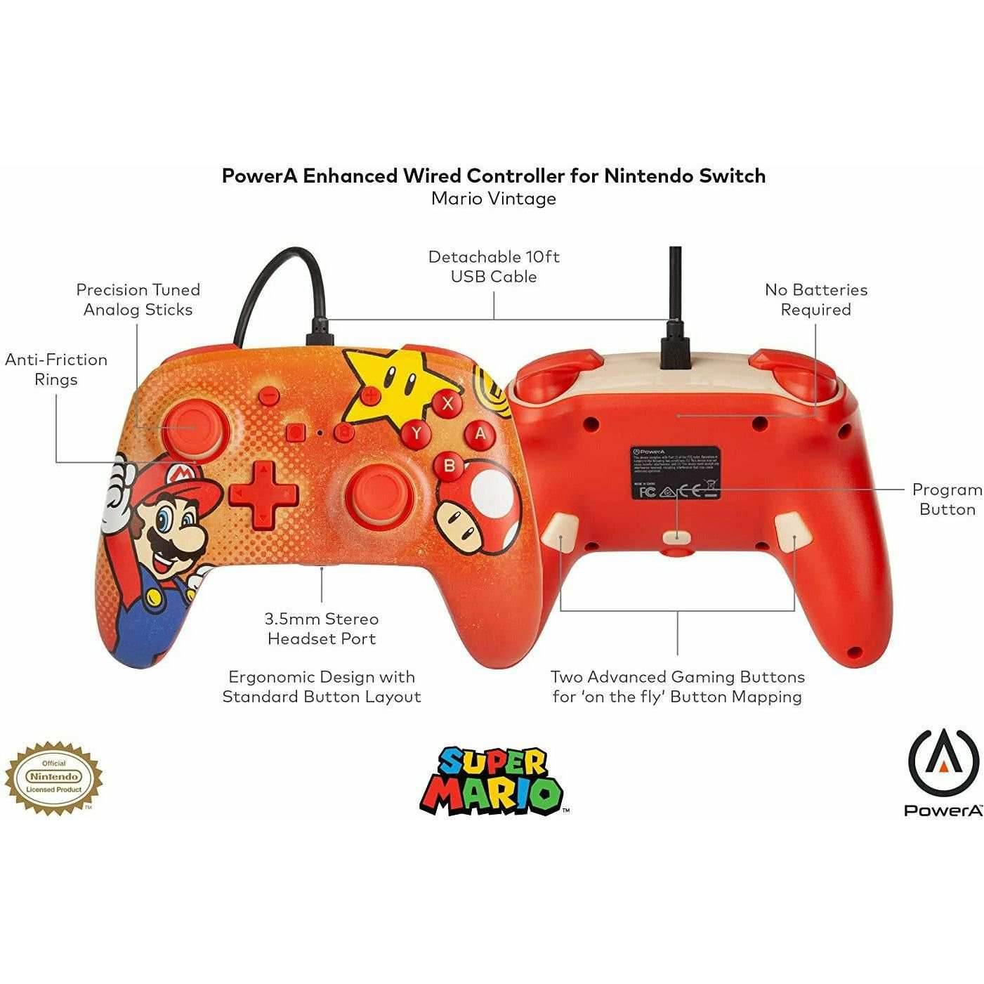 PowerA Enhanced Wired Controller for Nintendo Switch - Mario - 