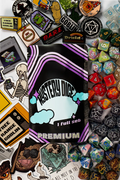 Premium Mystery Dice Set – 100's of different dice, stickers and pins! Handpacked in Portland, OR.
