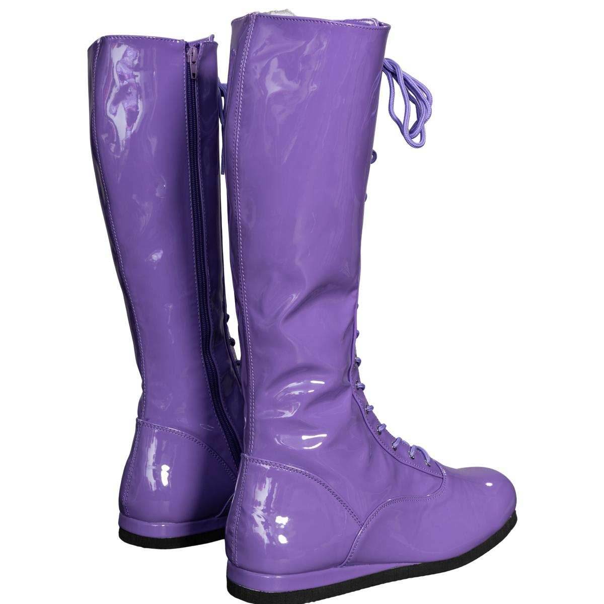 Pro Wrestler / Superhero Purple Halloween Cosplay Costume Boots - S (8/9)