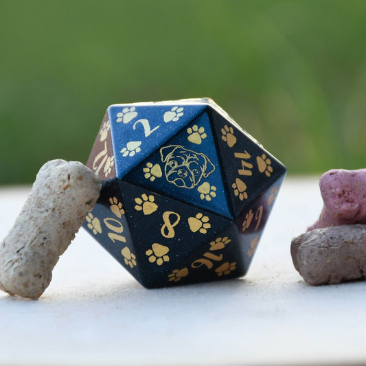Pug Puppy Paws Blue Sandstone 30mm D20 - 