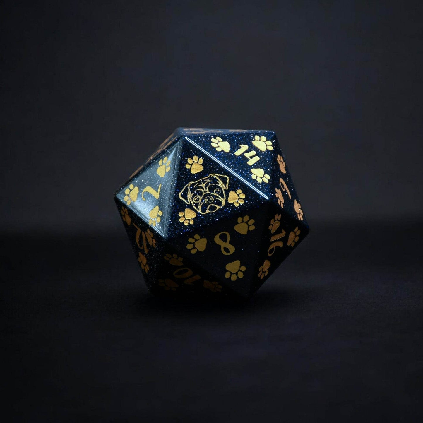 Pug Puppy Paws Blue Sandstone 30mm D20 - 