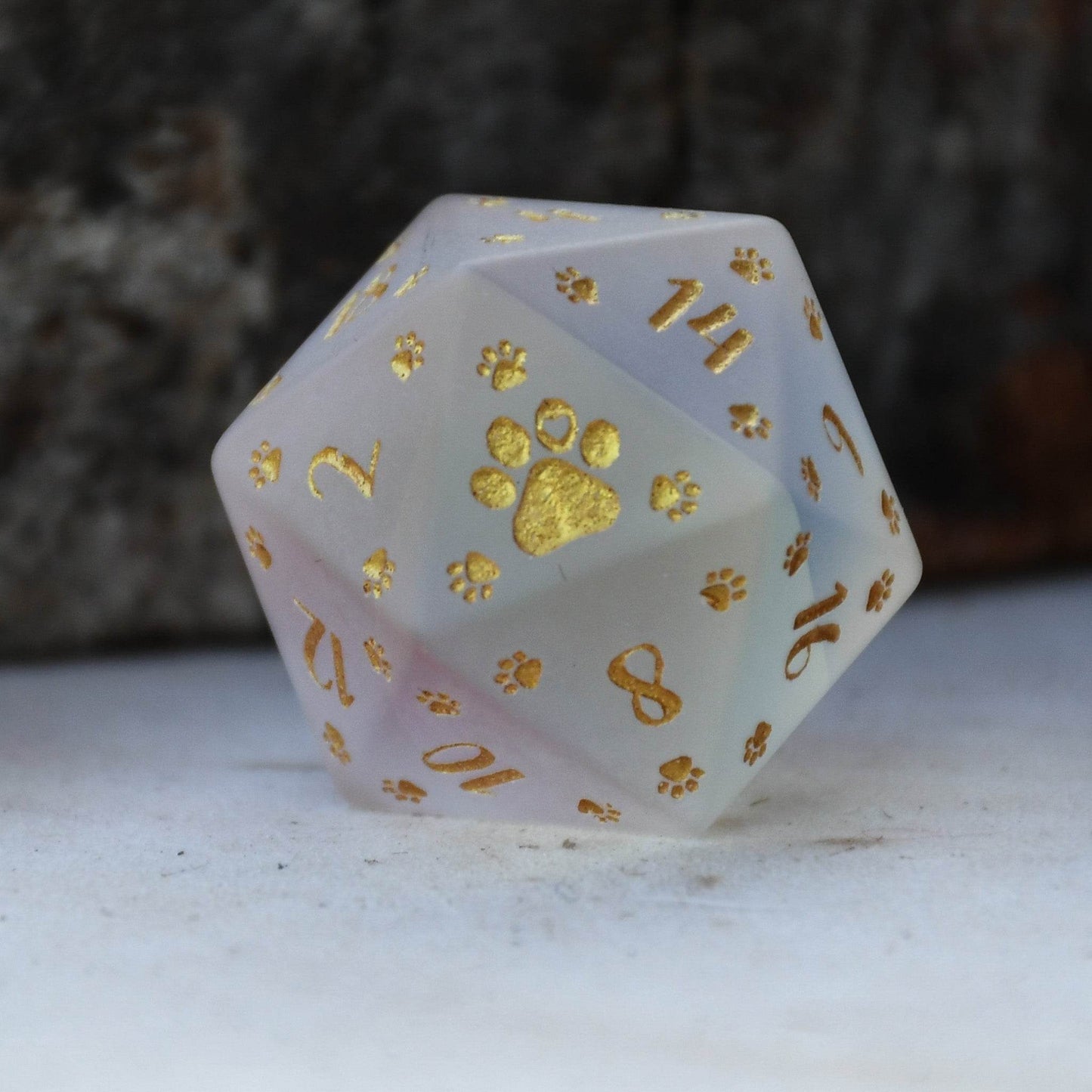 Puppy Paws Frosted Prism Glass Dice Set - 