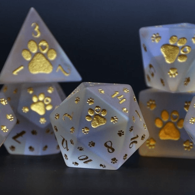 Puppy Paws Frosted Prism Glass Dice Set - 