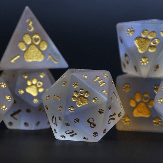 Puppy Paws Frosted Prism Glass Dice Set - 