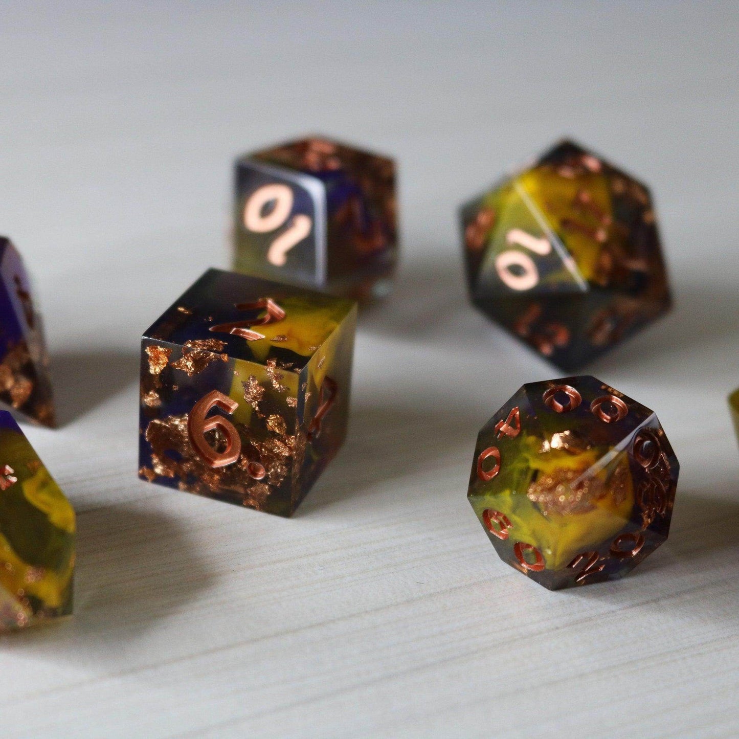 Purple And Gold Handmade Resin DND Dice Set - Only 1 D20