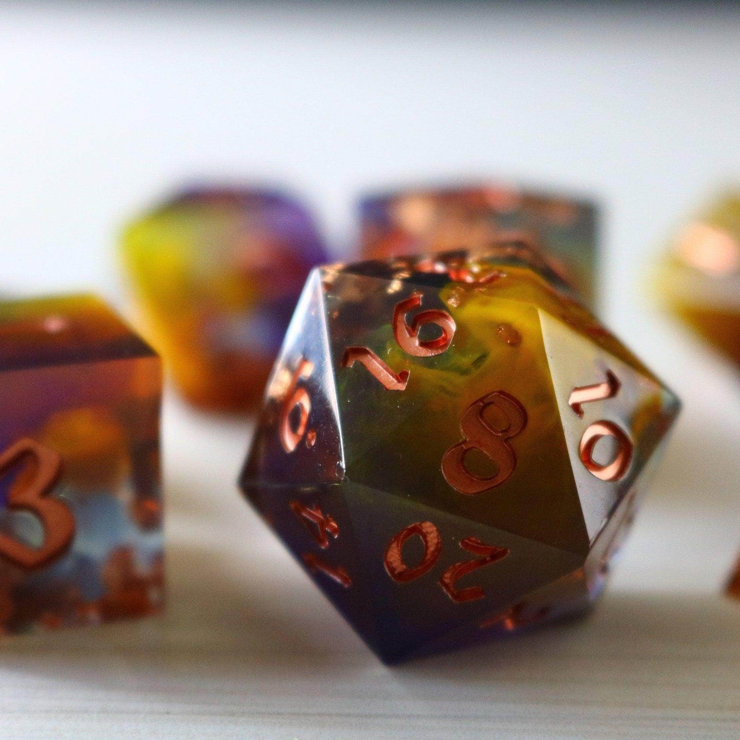 Purple And Gold Handmade Resin DND Dice Set - Only 1 D20