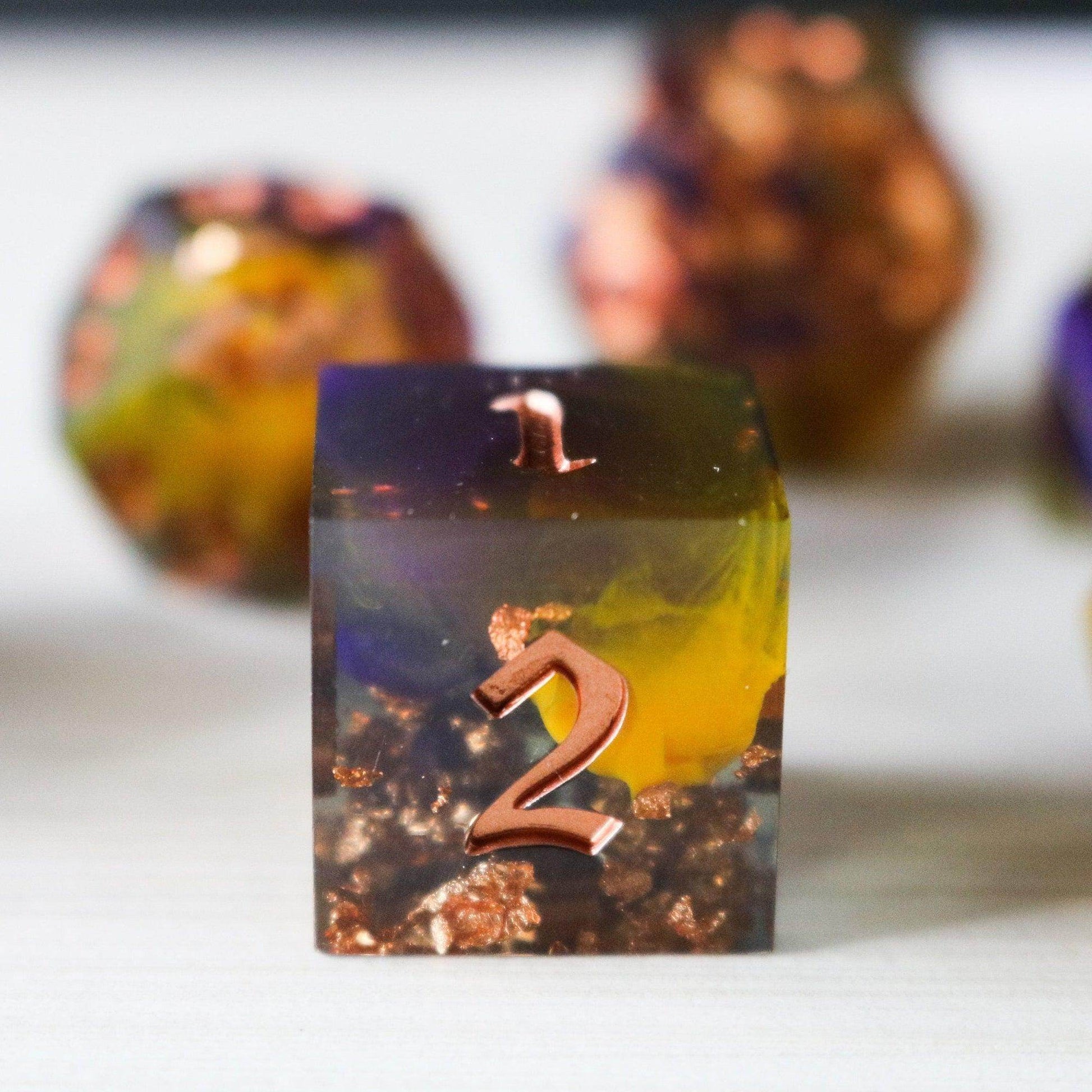 Purple And Gold Handmade Resin DND Dice Set - Only 1 D20