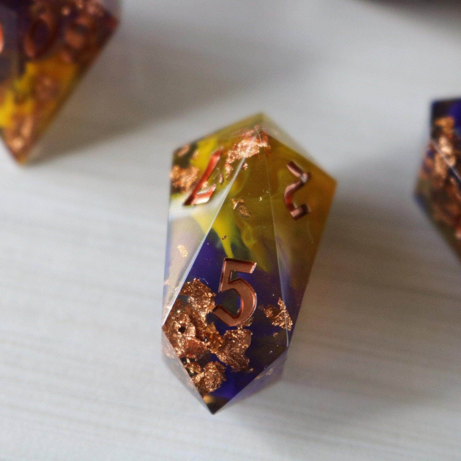 Purple And Gold Handmade Resin DND Dice Set - Only 1 D20