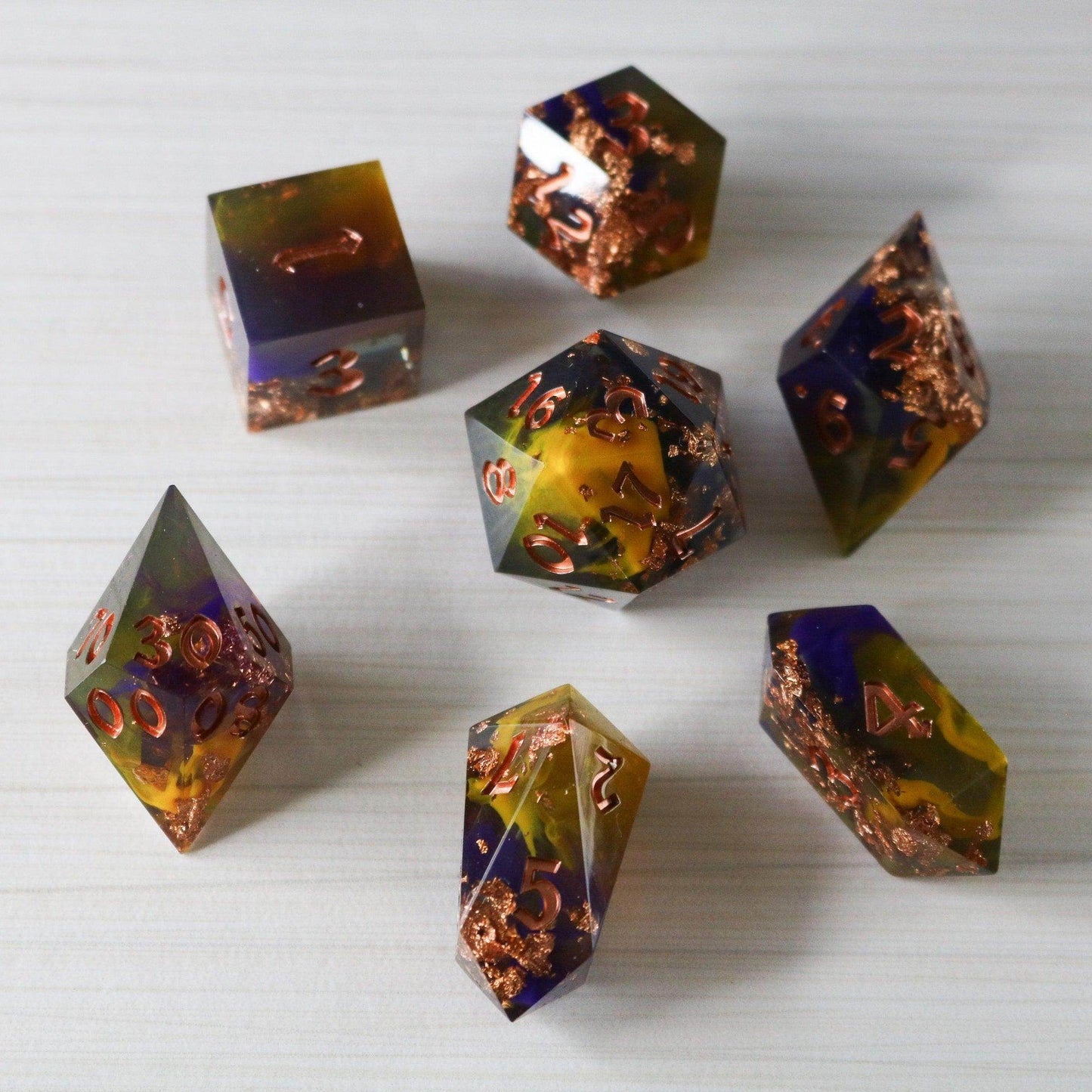 Purple And Gold Handmade Resin DND Dice Set - Only 1 D20