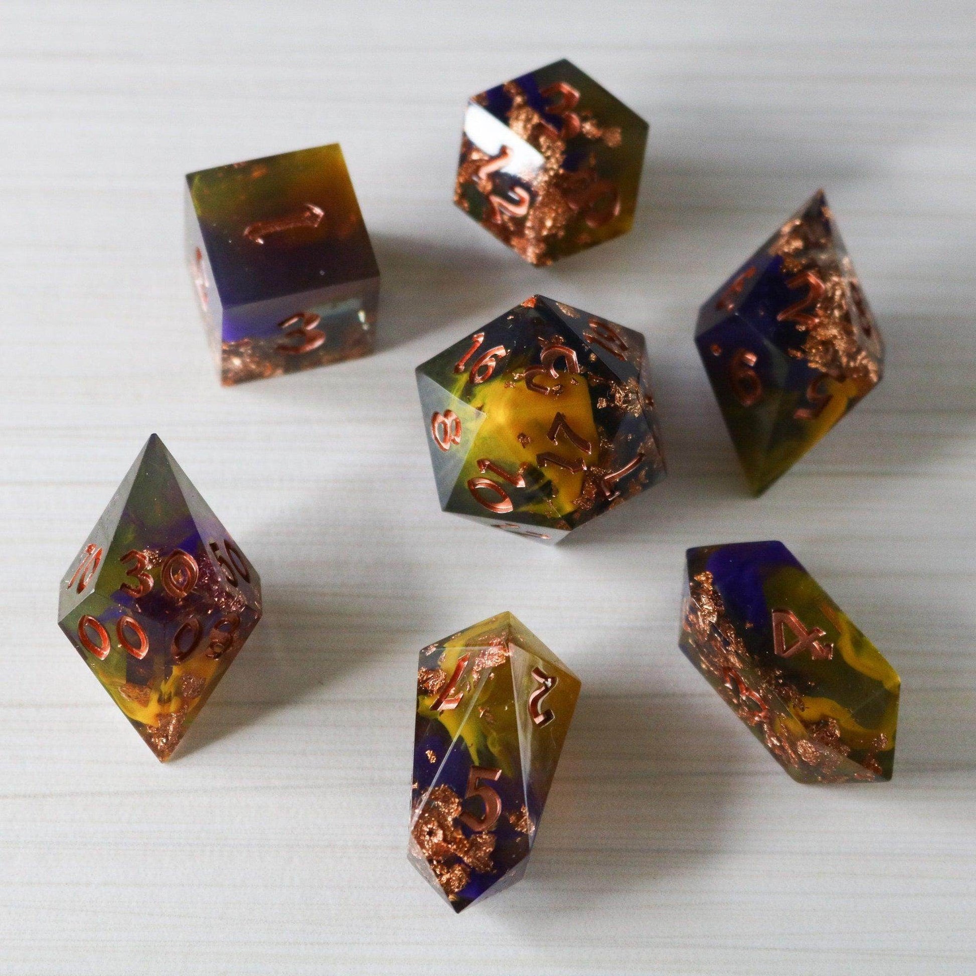 Purple And Gold Handmade Resin DND Dice Set - Only 1 D20