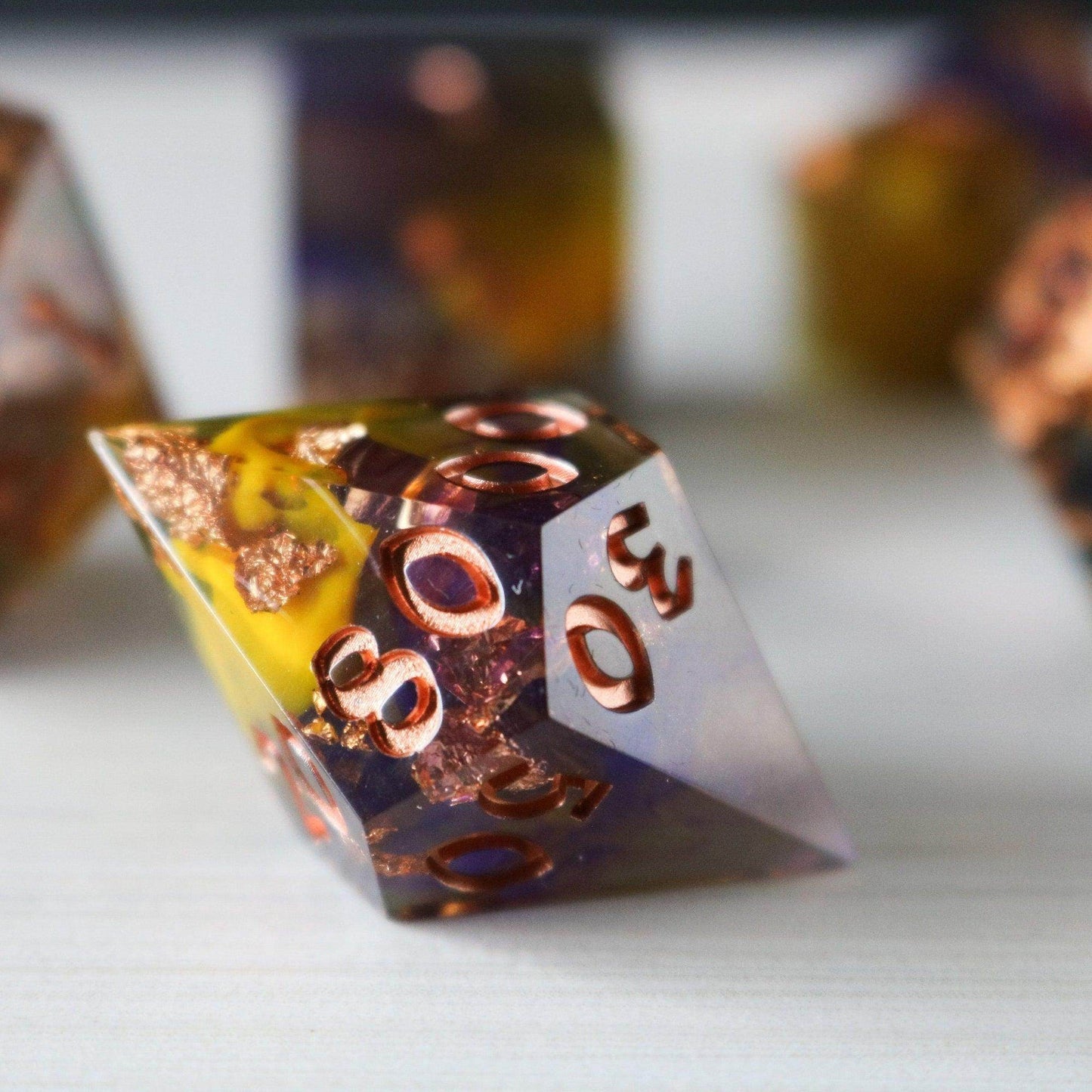 Purple And Gold Handmade Resin DND Dice Set - Only 1 D20