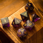 Purple Gemstone Amethyst DND Dice Set - Full Set And Free Dice Box