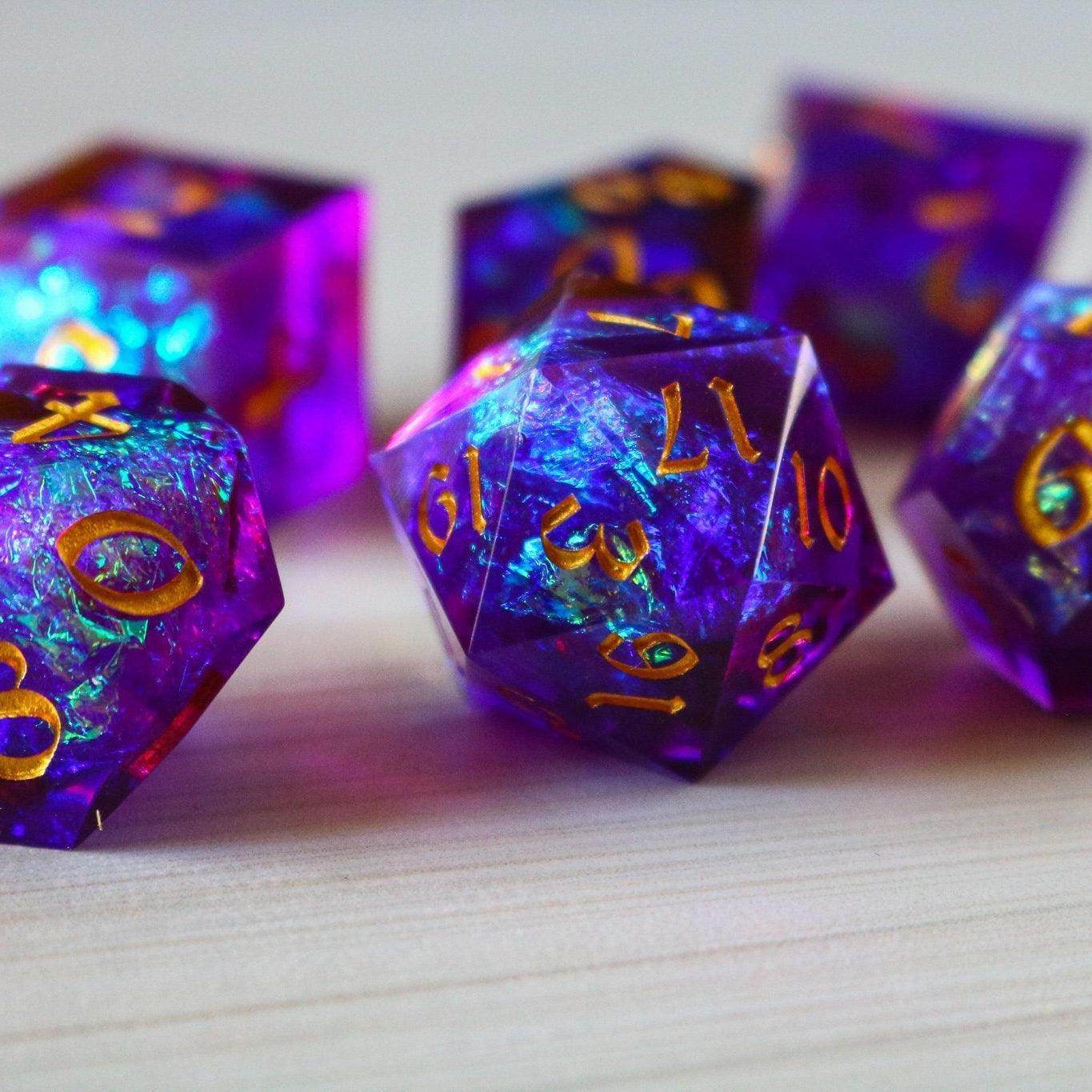 Purple Handmade Sharp Edge Resin DND Dice Set - Only 1 D20