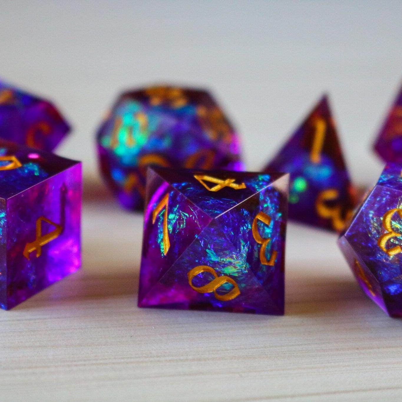 Purple Handmade Sharp Edge Resin DND Dice Set - Only 1 D20
