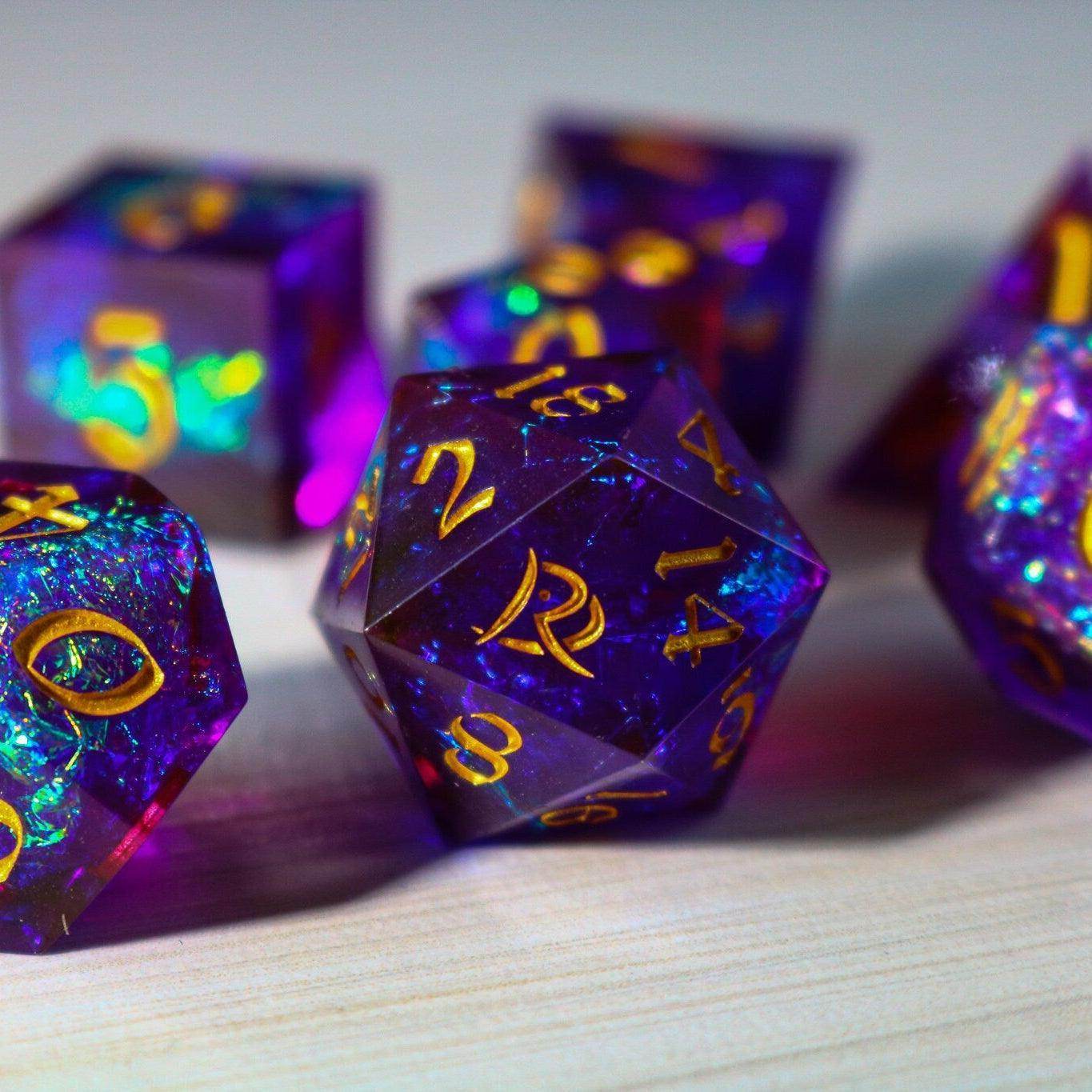 Purple Handmade Sharp Edge Resin DND Dice Set - Only 1 D20