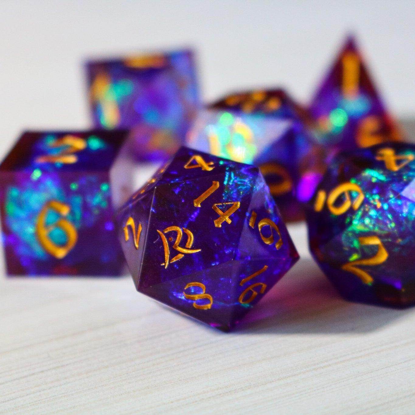Purple Handmade Sharp Edge Resin DND Dice Set - Only 1 D20