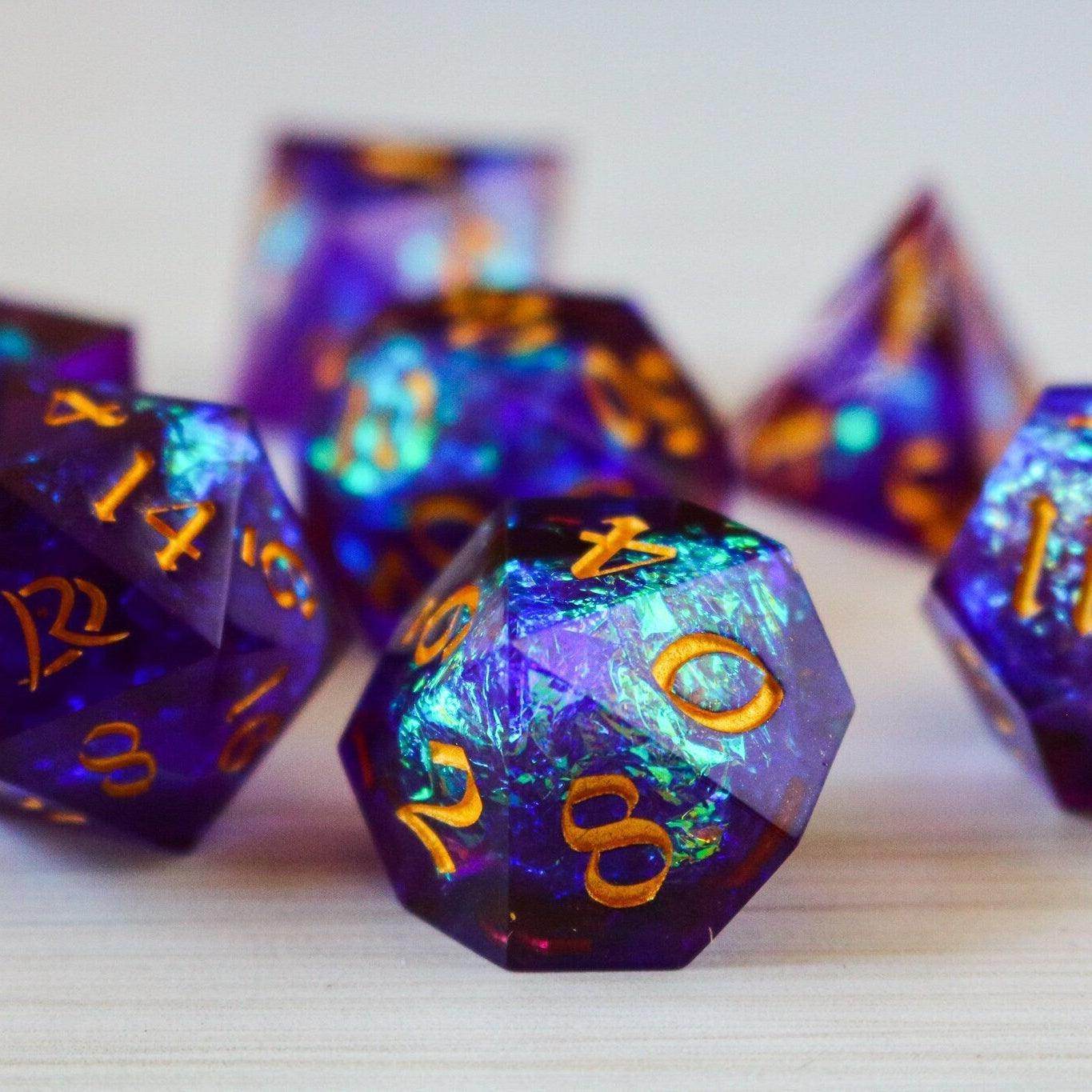 Purple Handmade Sharp Edge Resin DND Dice Set - Only 1 D20