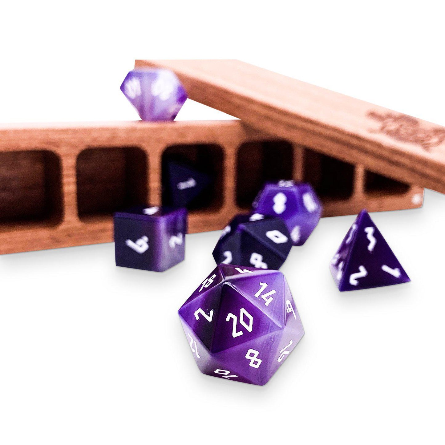 Purple Striped Agate - 7 Piece RPG Set Gemstone Dice