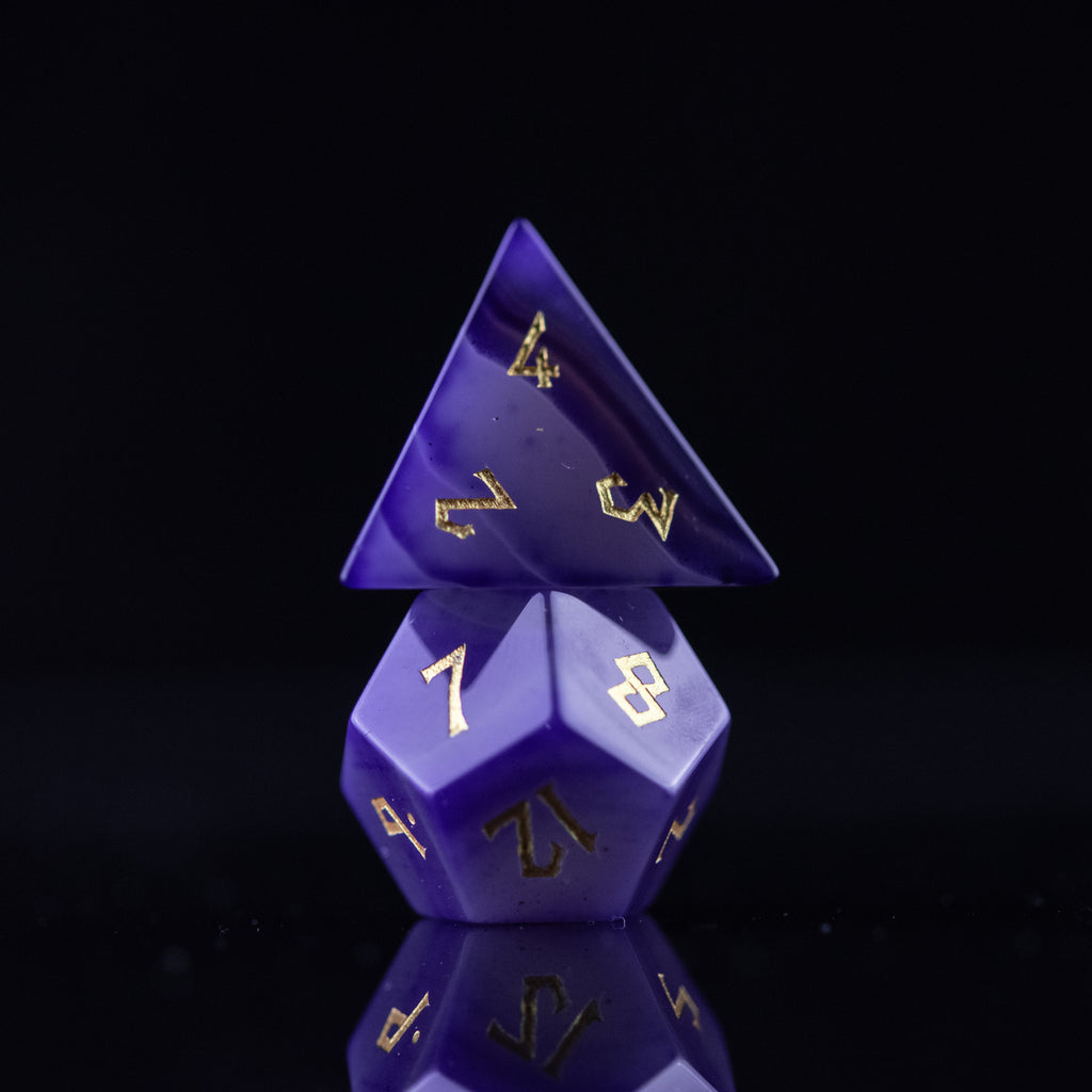 Purple Agate Stone Dice Set
